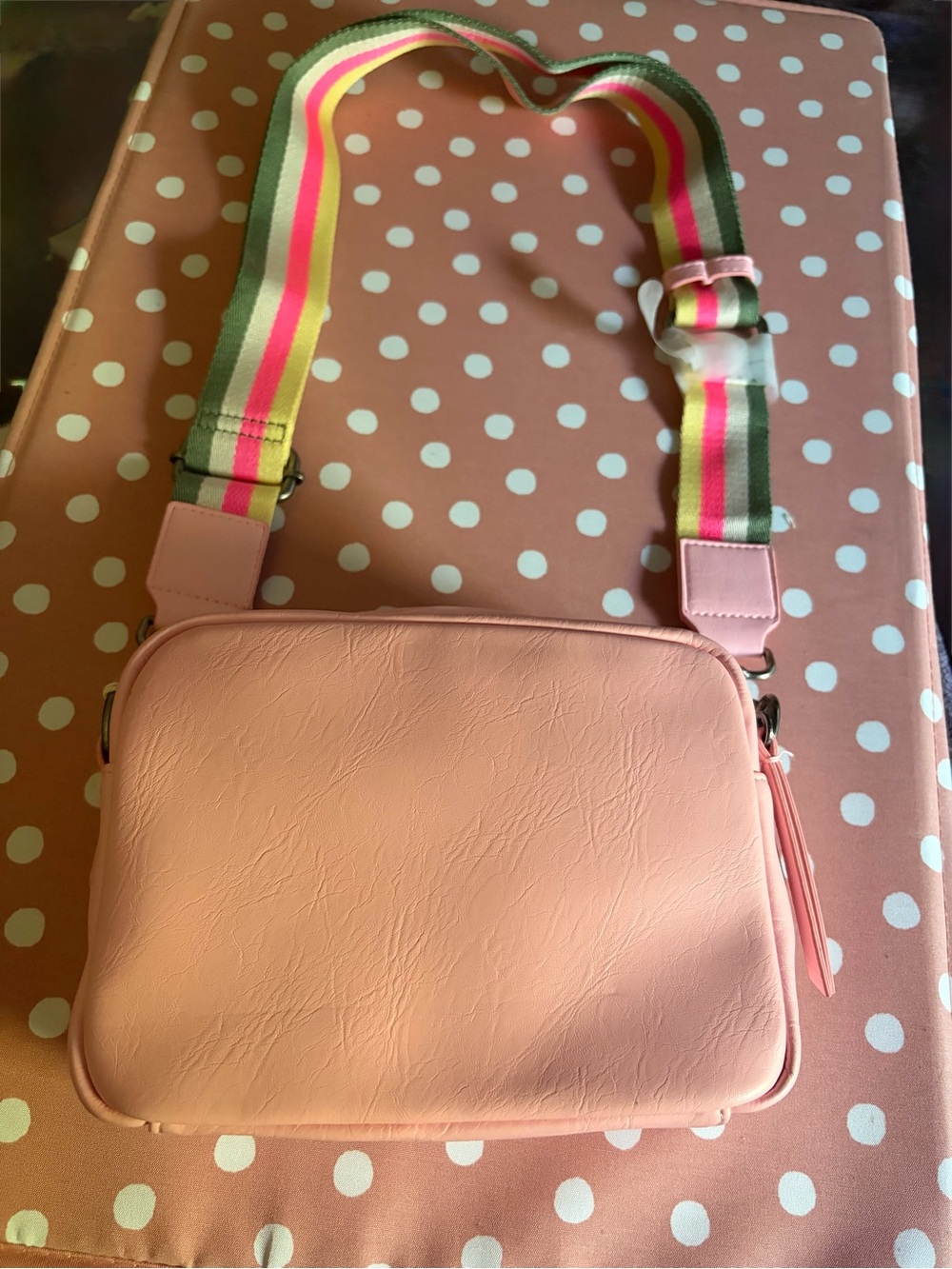 Universal Thread Pink Crossbody Bag with Striped Adjustable Strap